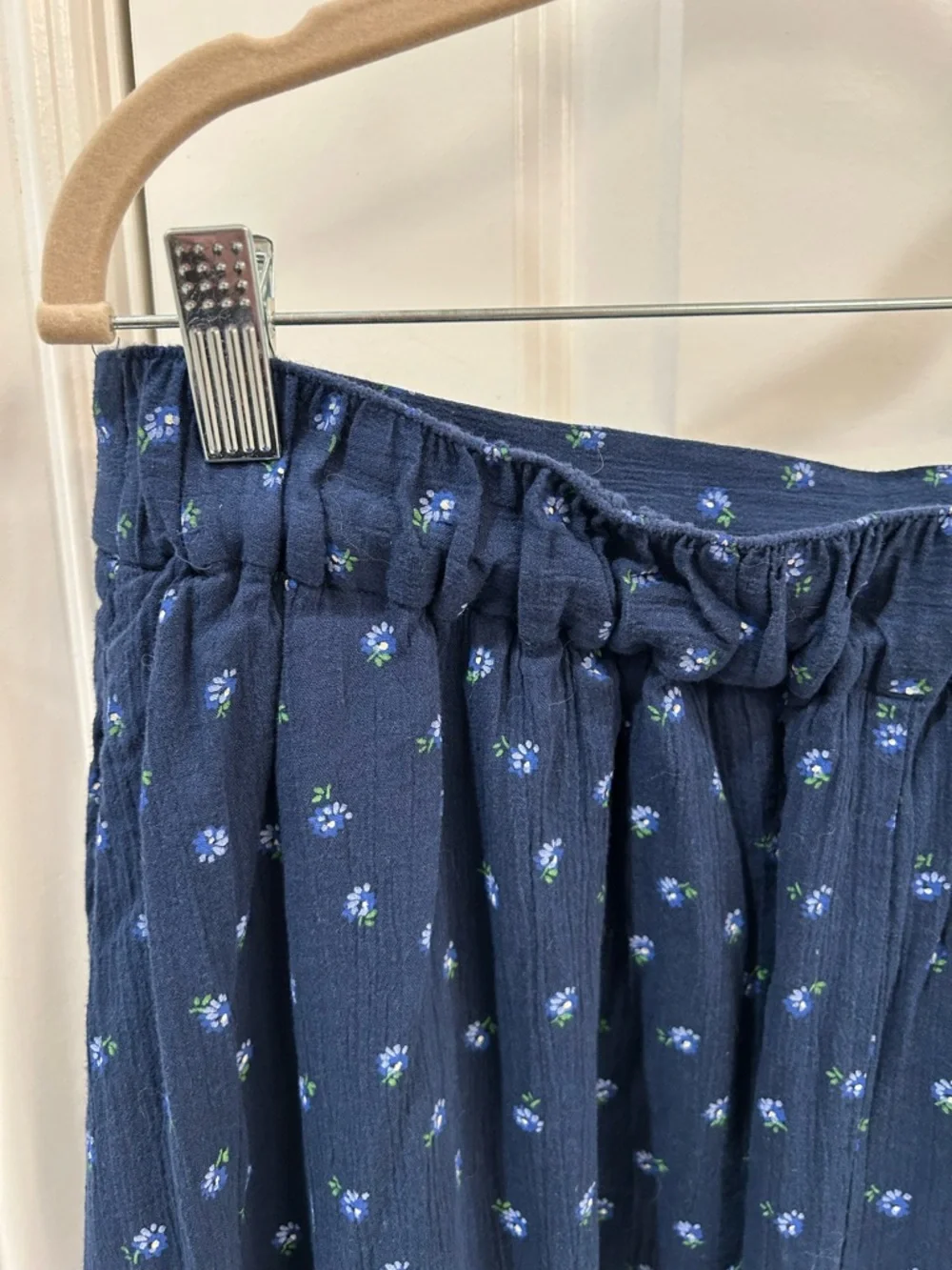 Sold Madewell Matching Set Cotton Blue Floral Smocked Crop Top Maxi Skirt Large - Picture 12 of 16